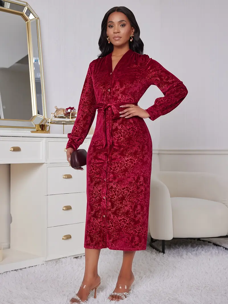 brick red velvet dress Brick Red Velvet Batwing Sleeve Mermaid Bridal Party Dress