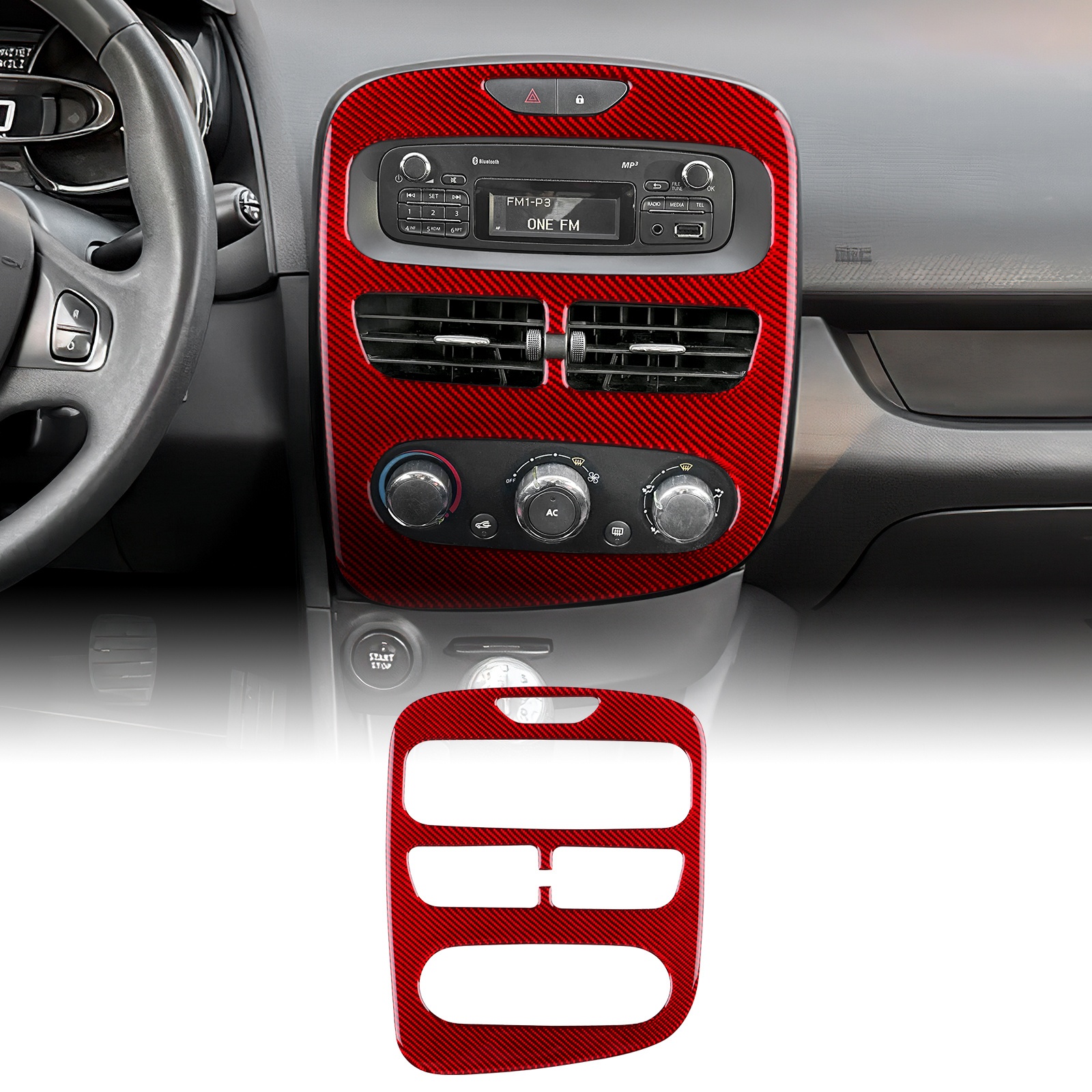 TEMU Panneau de Central en Fibre de Réelle - Pour for Renault Clio (2013-2018), Adapté à la Conduite à Gauche ou à Droite, Disponible ou Rouge,