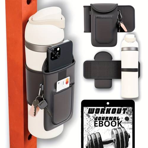 magnetische flessenhoes tas en zak gym telefoonhouder - zwarte fitness tas met 4 magneten - hecht aan gym apparatuur - magnetische telefoonhouder - essentiële gym accessoire