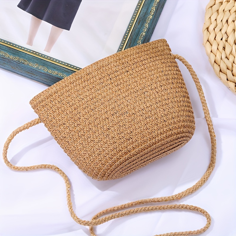 

Mini Candy Colored Straw Woven Women's Shoulder Beach Bag