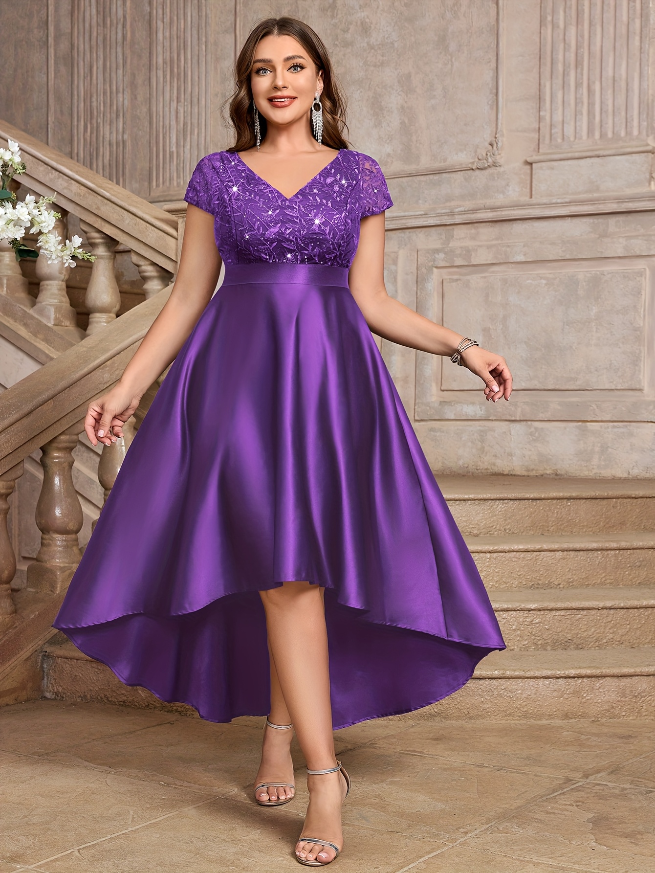 green emerald velvet dress Plus Size Cape Sequin Evening Dress main image 0