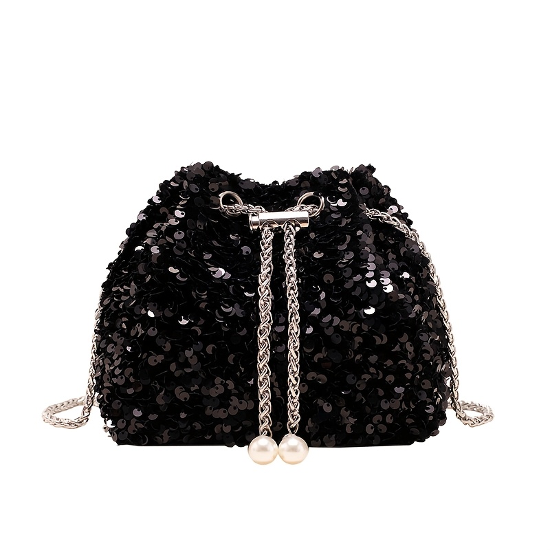 

Sac de soirée tendance, sac à paillettes élégant et unique pour femmes, nouveau modèle en 2024, sac seau de style coréen, sac à bandoulière stylé pour dames