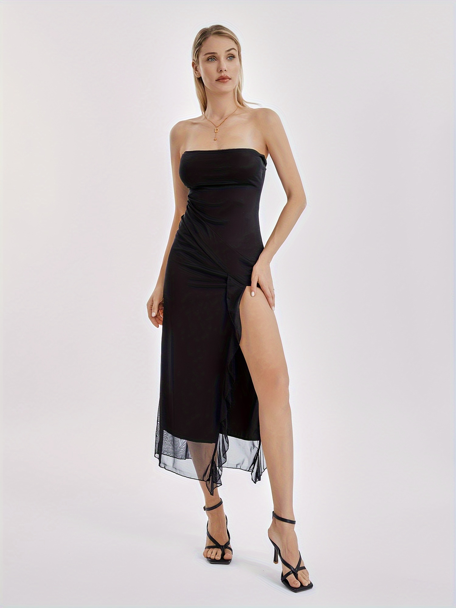 green emerald velvet dress Zapaka Women Black Mermaid Formal Dress Strapless Sequin Long Party Dress with Bow, Black / US12