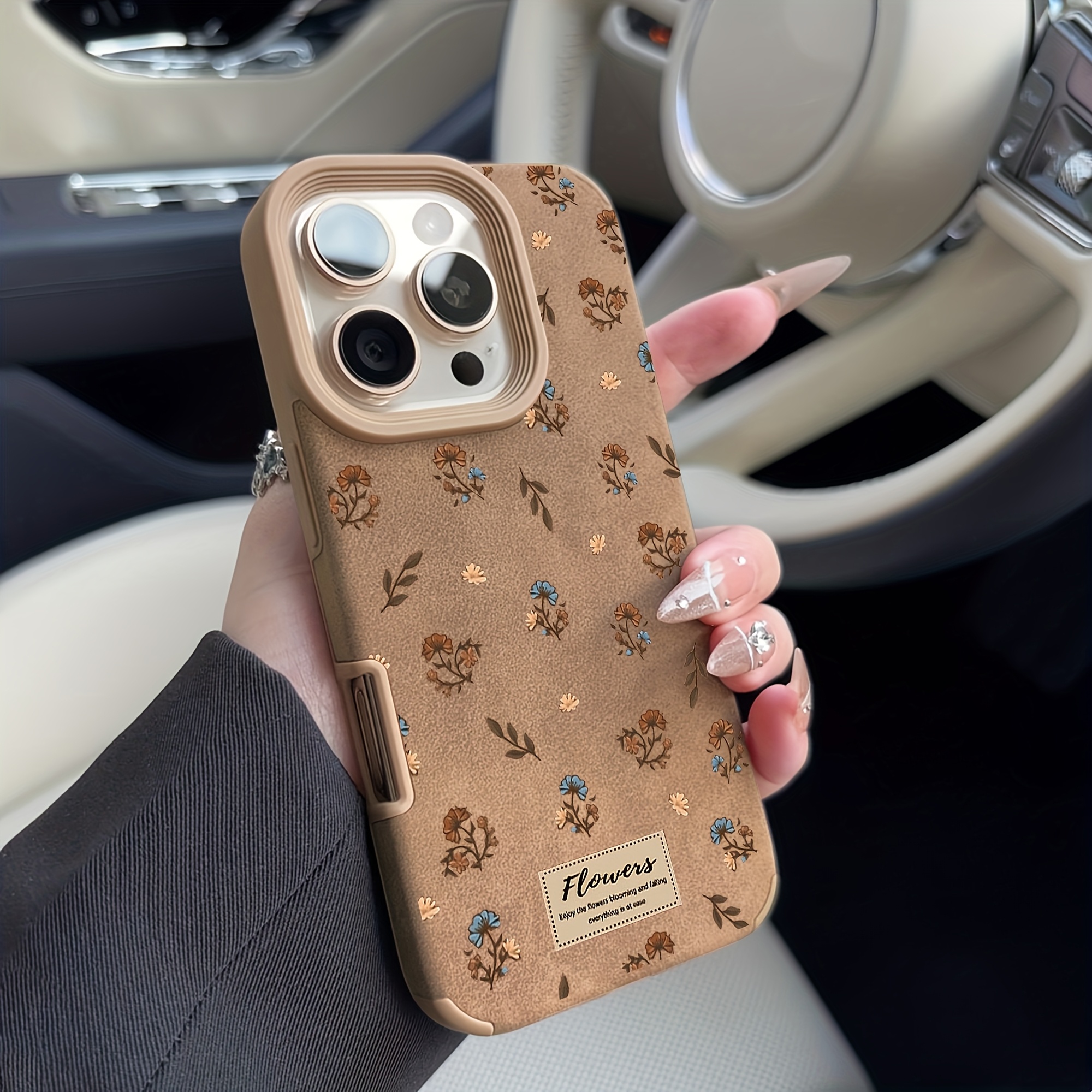 TEMU Phone Case - Flowers Suitable For Iphone 18 Pro Max 17 Pro Max 16plus 15 14 13 12 11 Series Phone Cases Faux Leather Textured Anti-scratch,