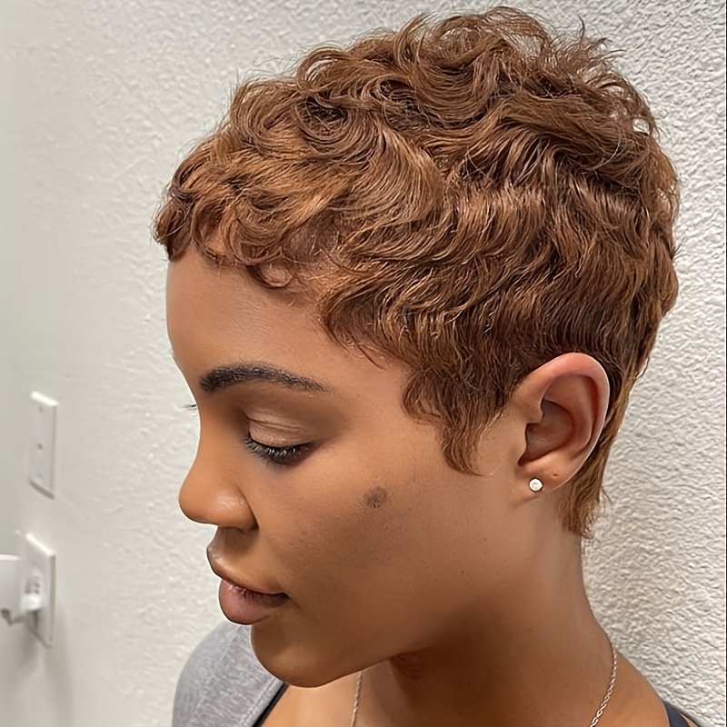 TEMU Personality 4 Inch Straight Cut Wigs Human Hair Wigs For Women Deep Chocolate Brown Color Super Suitable For To Wear And Leave Beginner Friendly