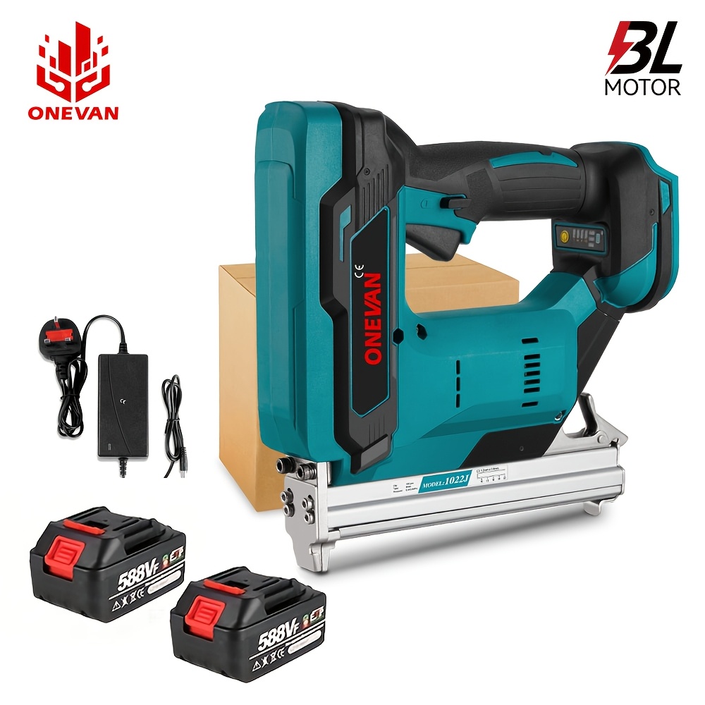 TEMU Onevan Cordless Nail Gun, Electric Nail Gun, With Battery And Charger, Nail Count 100pcs, 30mm Length, Diameter 1.05/1.26mm, , 2nd Gear