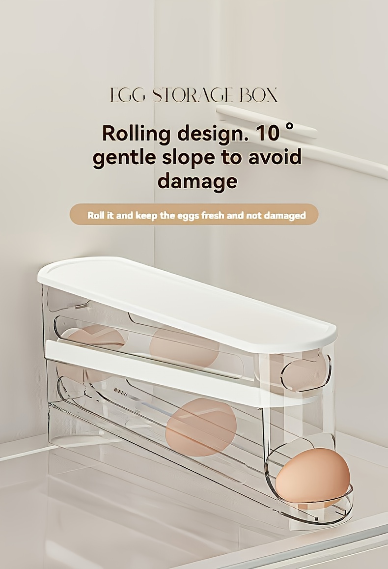 ultimate Automatic Egg Carton Compatible for Most Refrigerators - Multi-Tier Sliding Track Egg Storage Box with Auto-Rolling Eggs, Transparent View Door - Space-Saving Fridge, Hygienic Egg Holder (Ideal for Kitchen) 14 Automatic Egg Carton Compatible for Most Refrigerators - Multi-Tier Sliding Track Egg Storage Box with Auto-Rolling Eggs, Transparent View Door - Space-Saving Fridge, Hygienic Egg Holder (Ideal for Kitchen)