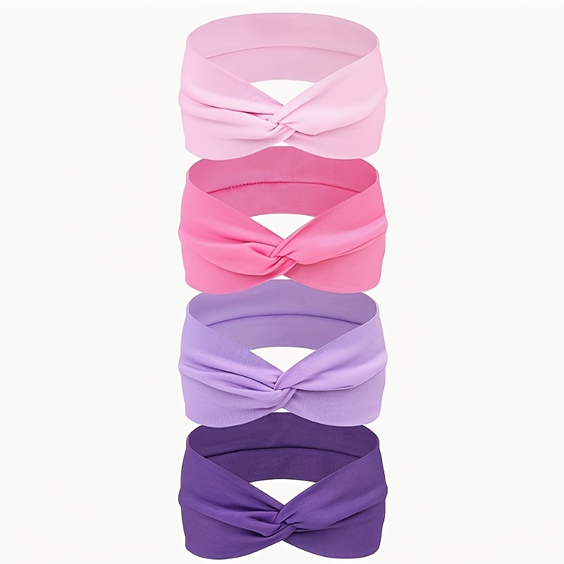 TEMU 4pcs Women’s Cross-back Headbands - Sweat-wicking Breathable Non-slip Hairbands For Sports, Yoga, Running, 12 Colors (leopard Print & Solid), ,
