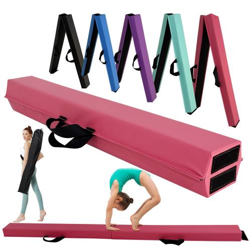 1 foldable gymnastics balance beam 6ft 8ft soft beam for kids and adults medium hardness non slip base pvc eva material storage