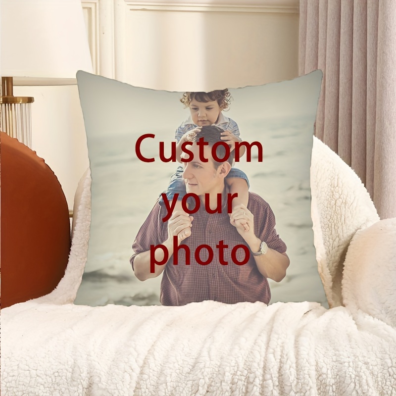 

Custom Photo Plush Pillow Cover 18x18in - Personalized Single-sided Print, Machine Washable, Stain-resistant For Sofa & Living Room Decor (pillow Insert Not Included)