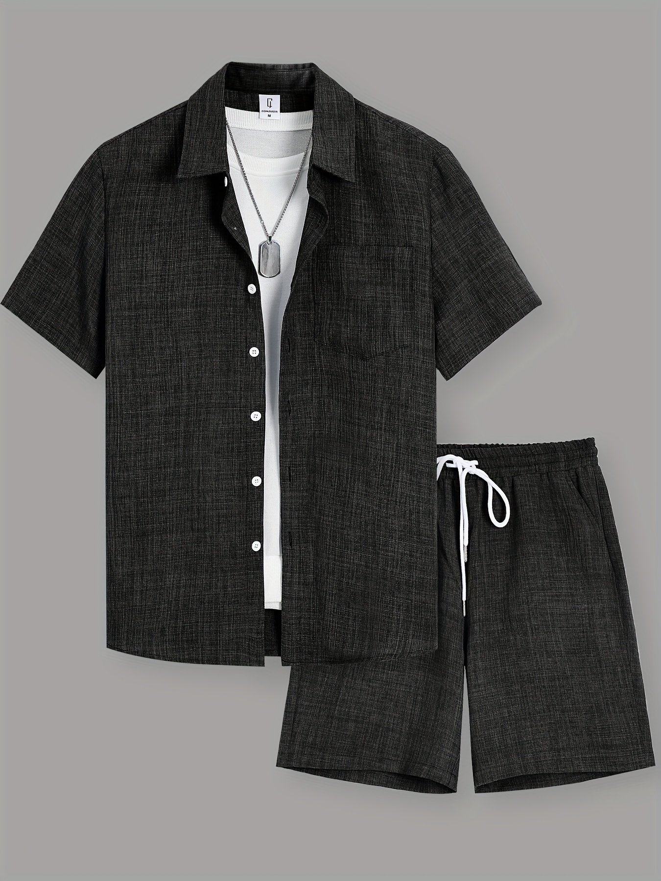 Loungewear Set da donna 2 pezzi Abiti a maniche corte con bottoni a V Camicie lunghe T-shirt e pantaloncini con coulisse in vita Set di vestiti estivi per le vacanze, Suits02 Verde