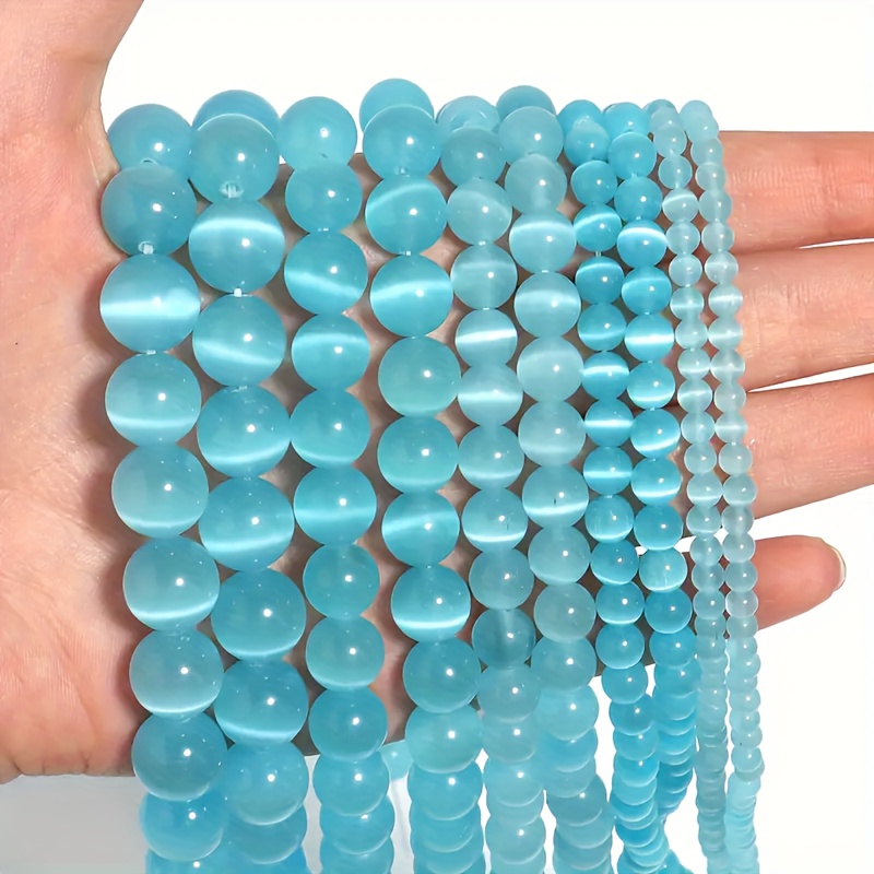 

90/60/45/35pcs Lake 's Eye Natural Stone Beads With Holes - 4/6/8/10mm Smooth Polished Round Beads For Making, Bracelets, Necklaces & Earrings - Craft Supplies