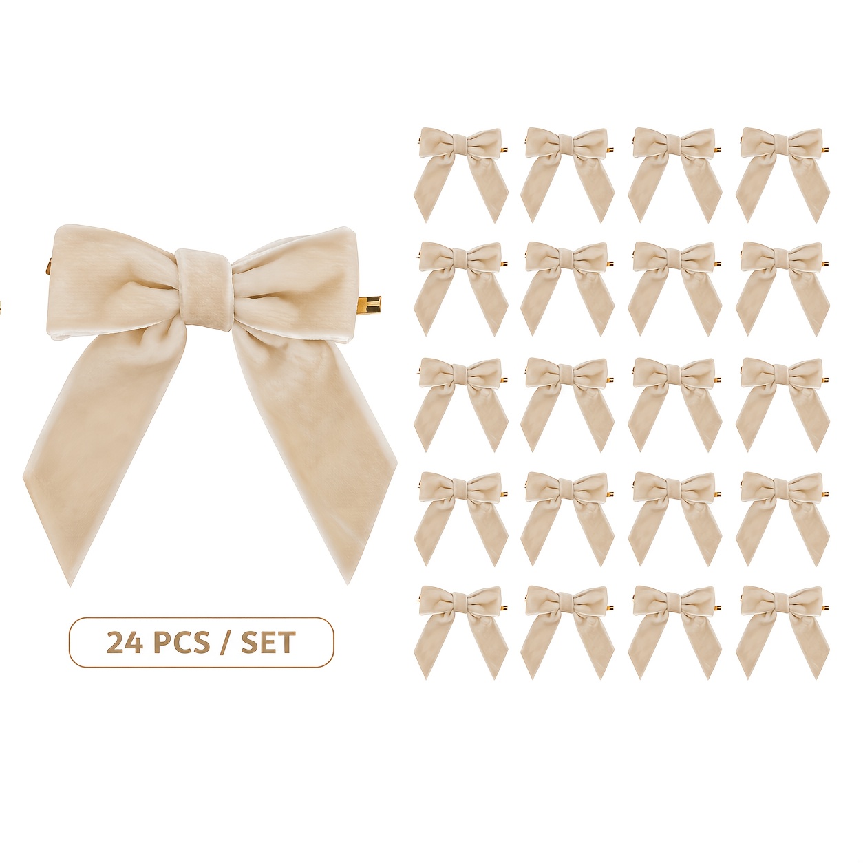 TEMU Lot de de Noël en velours, nœuds pré-faits en ruban de velours de plusieurs couleurs, adaptés pour les décorations de fêtes, les couronnes, de