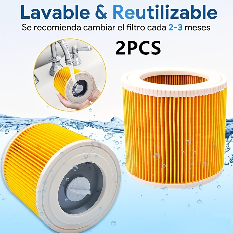 2pcs Wd3 Heavy Duty Vacuum Cleaner Filters With Central Sealing Ring -wd2/wd3, Mv2, Nt18/20/38/1hepa Series - Heavy-duty Plastic Construction, Pleated Filter Surface, Design, Durable & Easy-to-install
