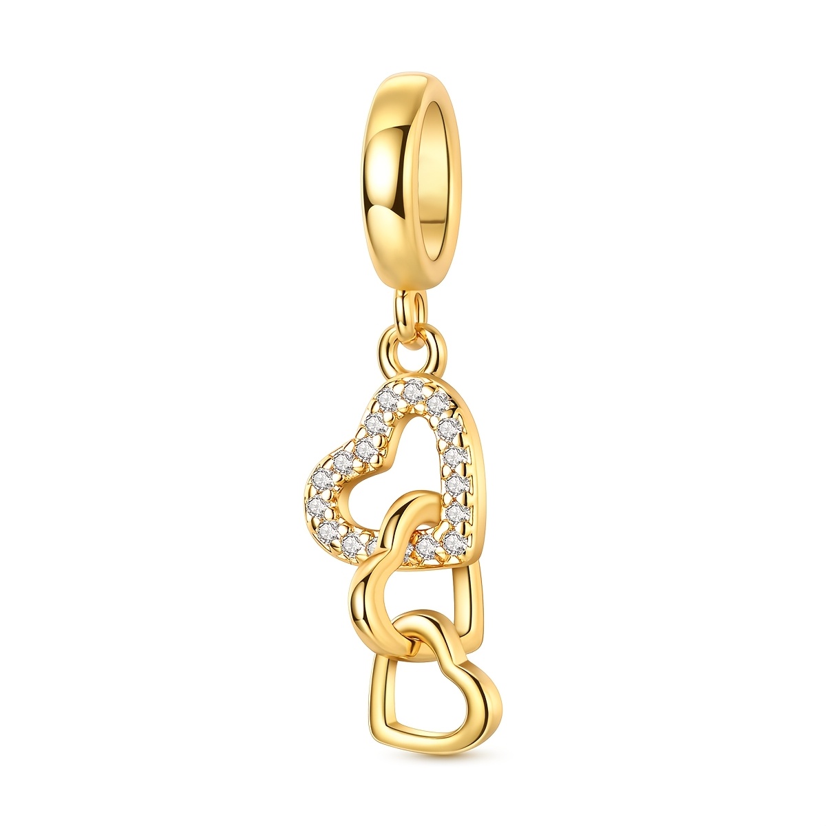 E-shop 1 Stück Silberfarbene Charm-Perlen für Frauen, Goldfarbene Herzförmige Quasten-Anhänger, Passend für Originalarmband, DIY Basteln, Täglich,