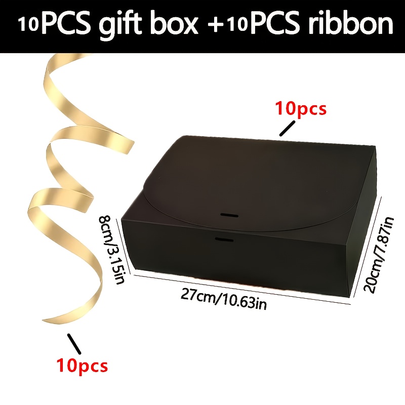 TEMU 20uds (10uds Cajas de Regalo y 10uds Cintas) Cajas de Embalaje de Regalo Negras Premium, Cajas de Regalo de Papel Plegables con Magnética,
