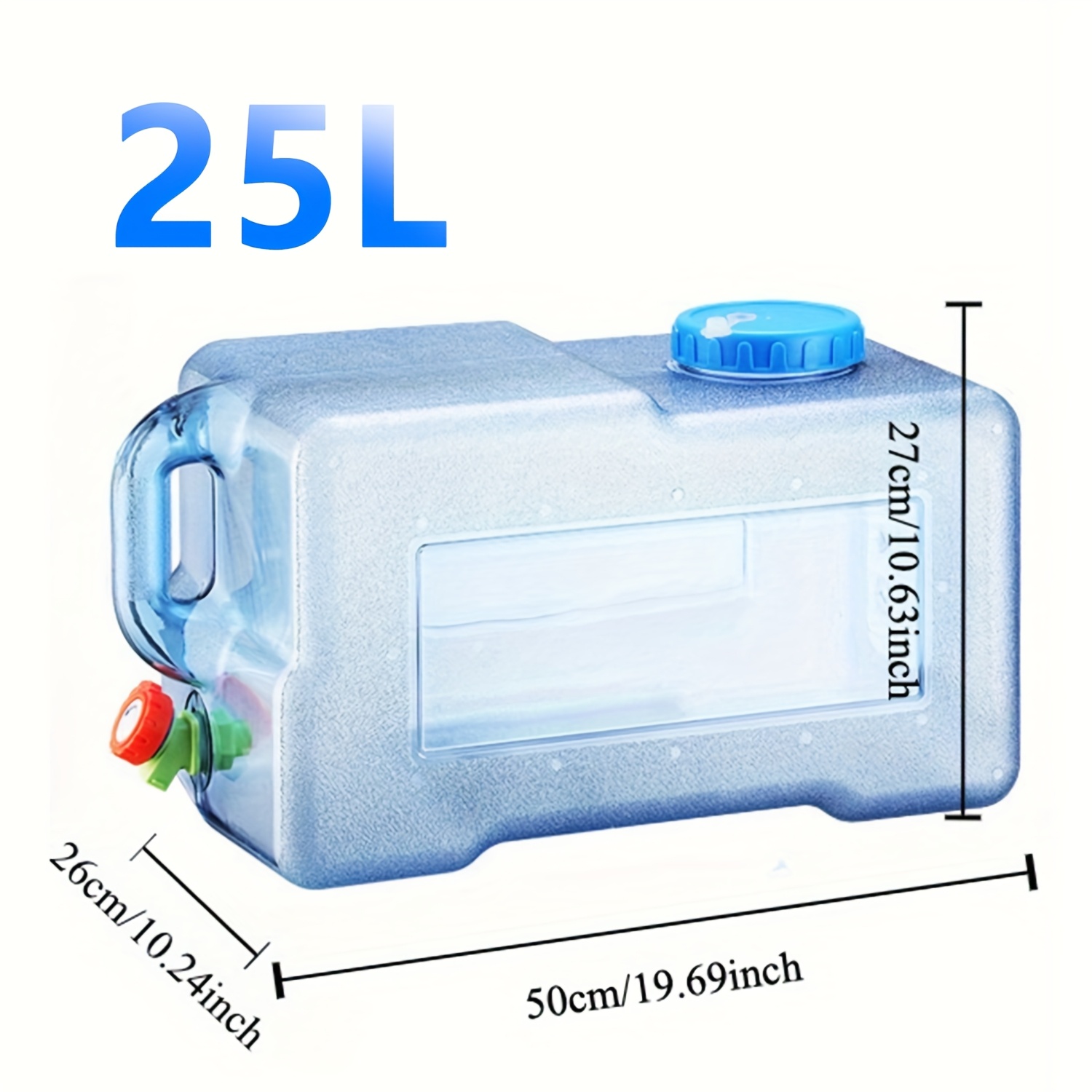 Image of 25l/6.6gal Lightweight Pc Water Jug With Faucet - Leak-proof And Portable | Essential For Camping, Hiking, Road Trips | Labor Day And Day Ready (blue)