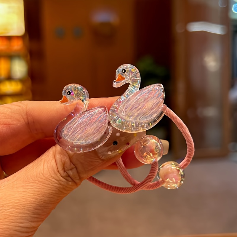 2pcs/pair Cartoon Lovely Cloud Elastic Girls Hairbands Beads Acrylic Crown Hair Rubber Bands Hair Accessories