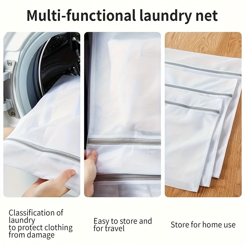 6 pack polyester fiber laundry bags multi size mesh washing bags with   zipper closure for   travel use 1 large 2 medium 2 small 1 cylinder details 3