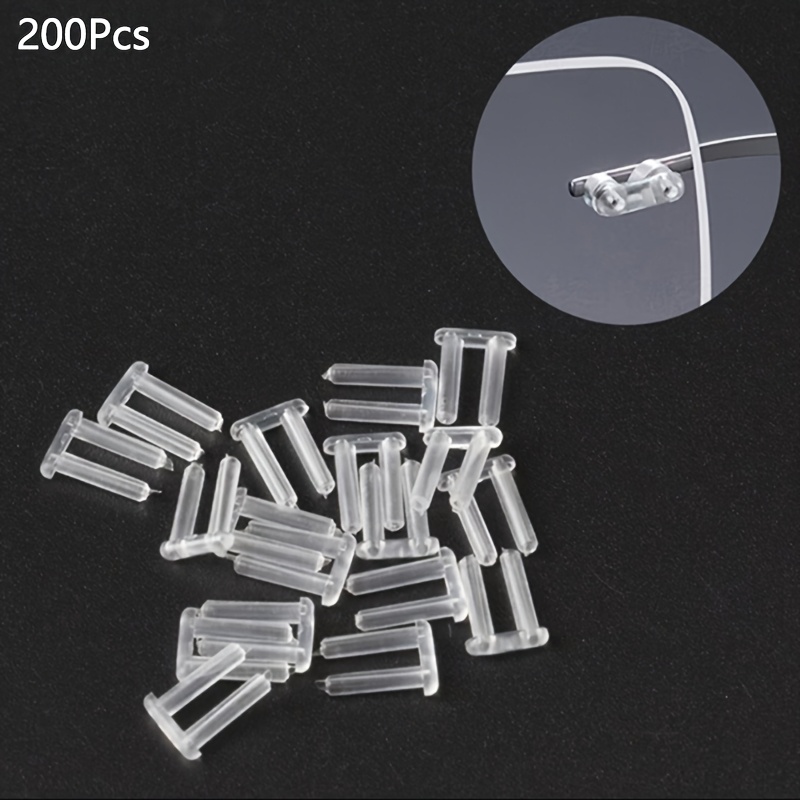 TEMU 200 piezas de tapones de goma dobles para gafas sin montura, hebilla de repuesto para accesorios de equipo de gafas graduadas, fundas para