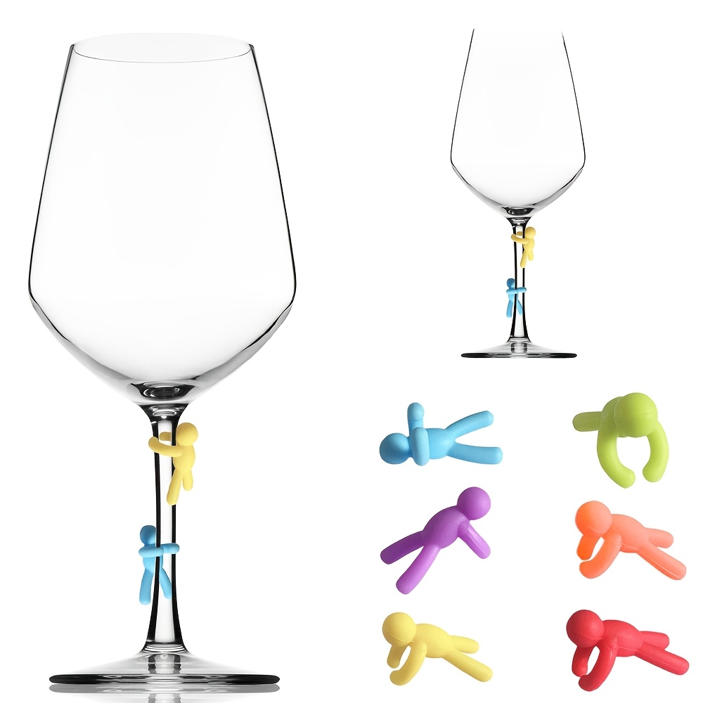 Image of 6pcs Wine Glass Markers, Cup Markers, Creative Markers, Reusable Glass Markers - Tags For Party And Bar Decor, Silicone Material