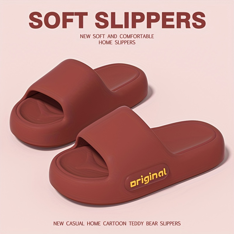 

Simple Letter Design Slides, Casual Open Toe Soft Sole Shoes, Comfortable Indoor Home Bathroom Slides