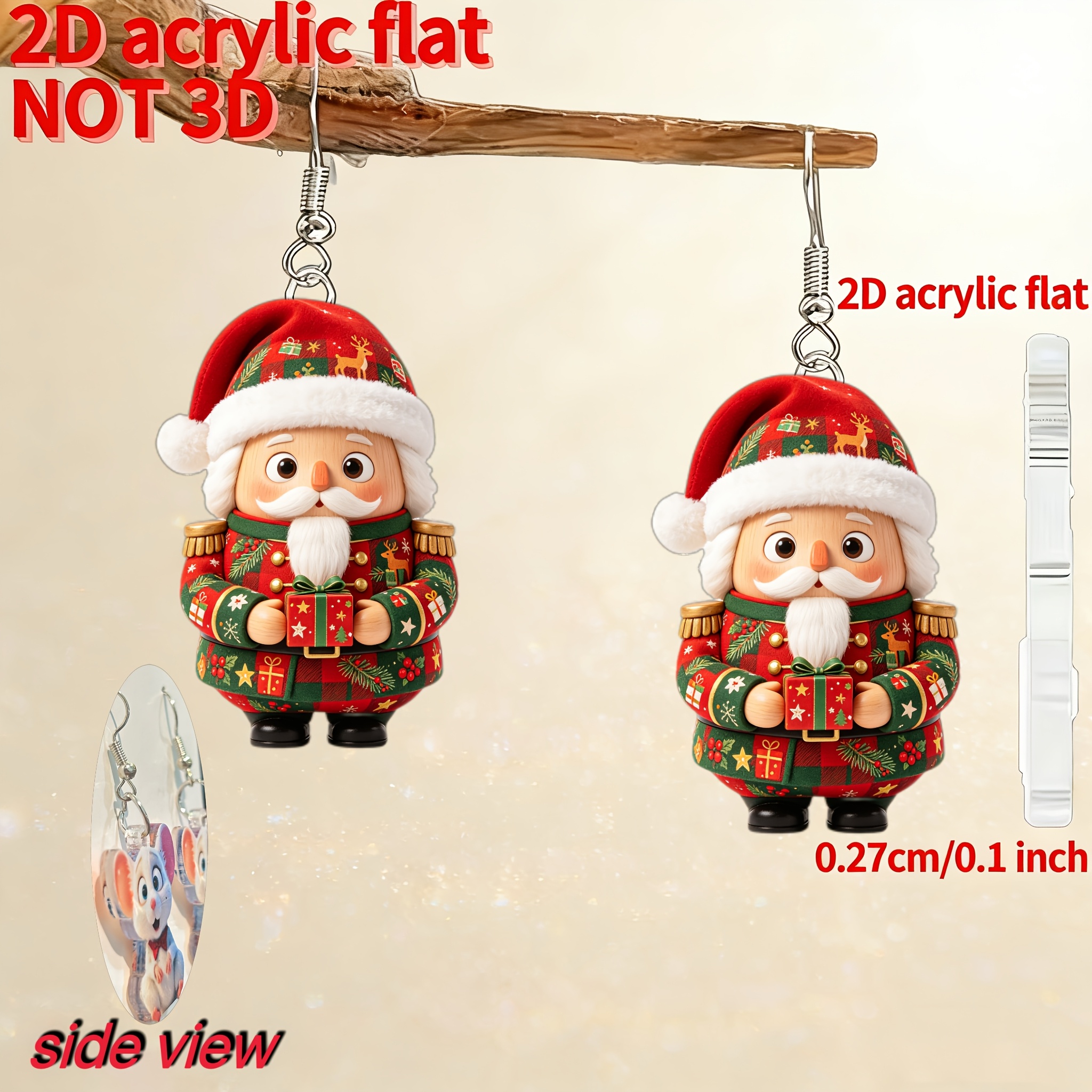 Nutcracker Acrylic Pendant Earrings for Christmas