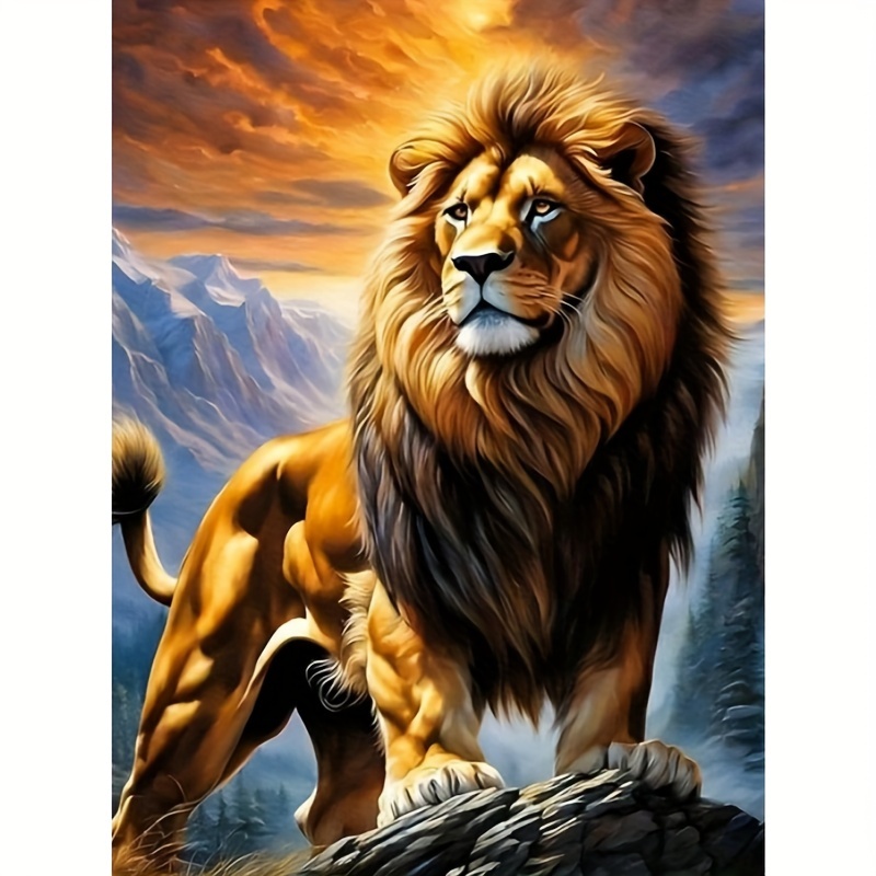 

Majestic Lion 5d Diy Diamond Painting Kit For Adults - Round Acrylic Gems, Home Wall Decor & Craft Gift - 15.7x23.62 Inches