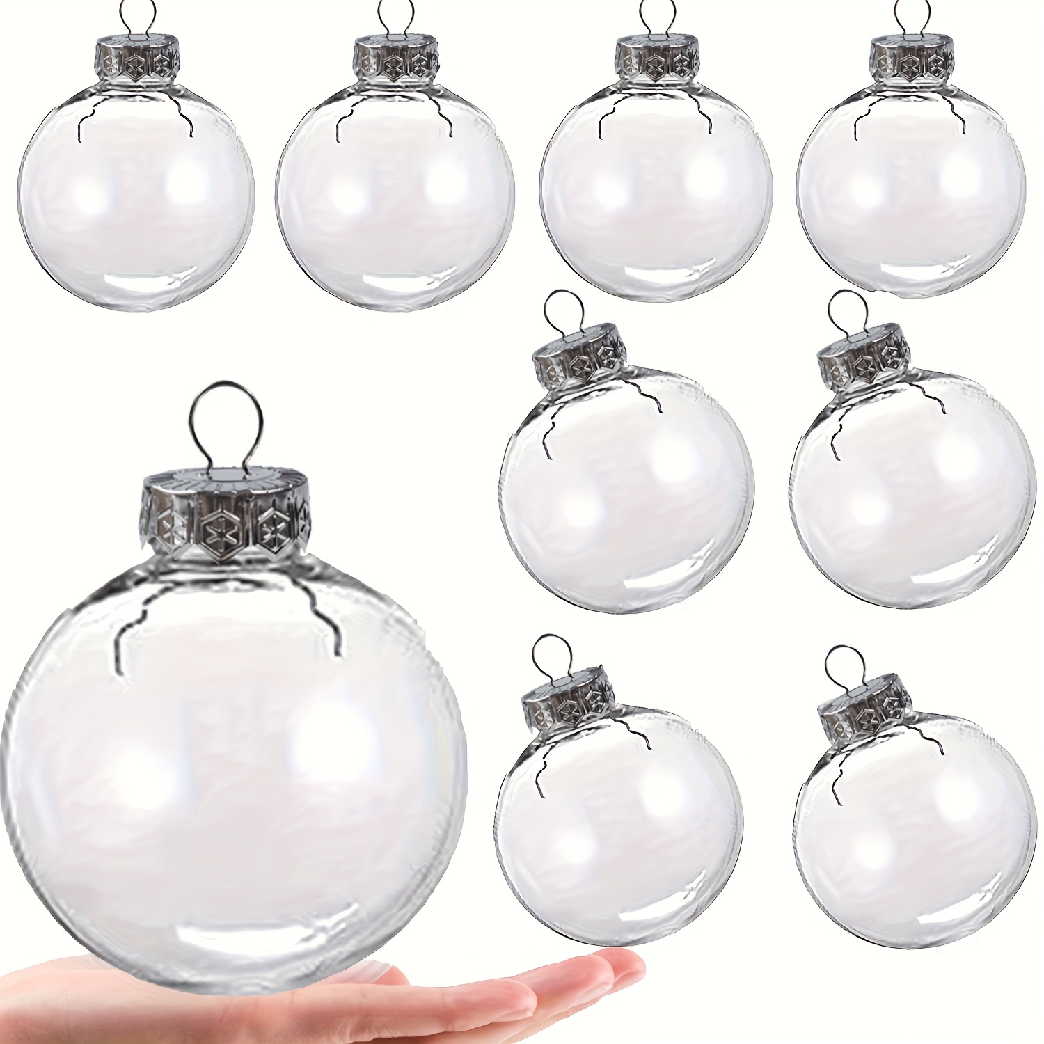 TEMU 32pcs 3.15 Inch Removable Hanging Ornaments Ball, Clear Plastic Fillable Balls Ornament, Plastic Ornaments Round Balls, Perfect For Halloween,