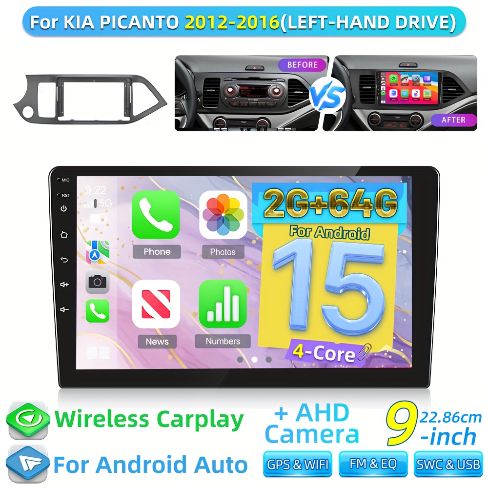 TEMU [2g   64g] Car Radio For 2012-2016 With 15 Car, 9 Inch Touchscreen Radio With Gps Wifi Fm/ Rds Eq Swc   Reversing As A Christmas Gifts