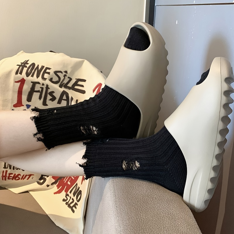 Image of Of New Retro Distressed Summer Beggar Socks Women's Ns Trendy Mid-calf Sock With Holes