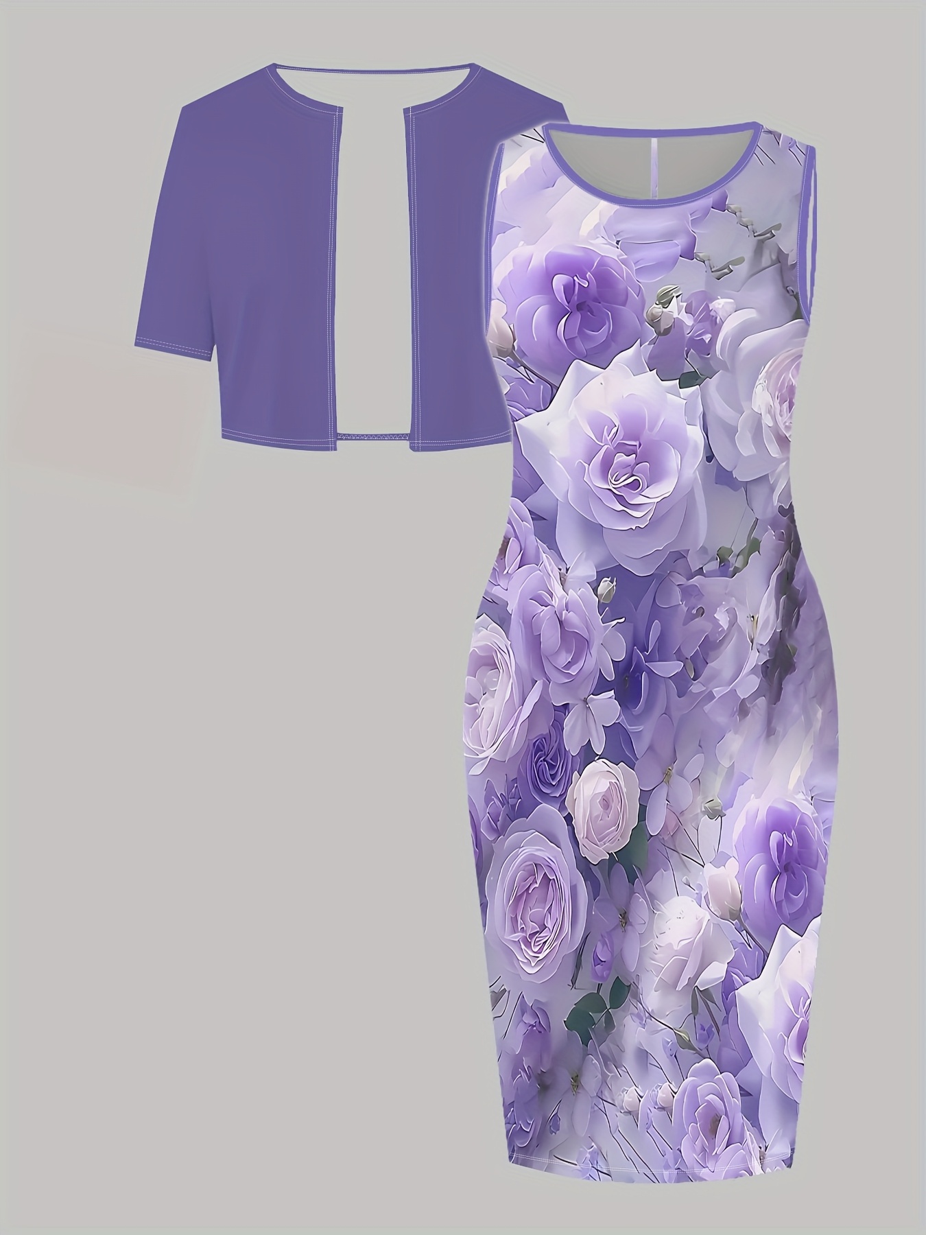 womens spring summer floral print dress jacket set romantic Temu