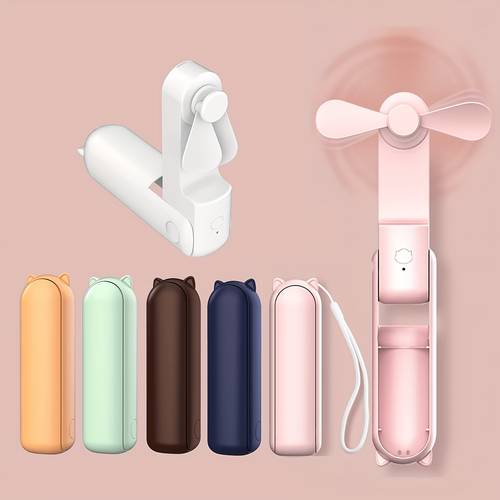 portable mini fan usb rechargeable with 3 adjustable speed settings foldable handheld personal fan palm sized fan girls women travel and outdoor use essential for cooling in summer