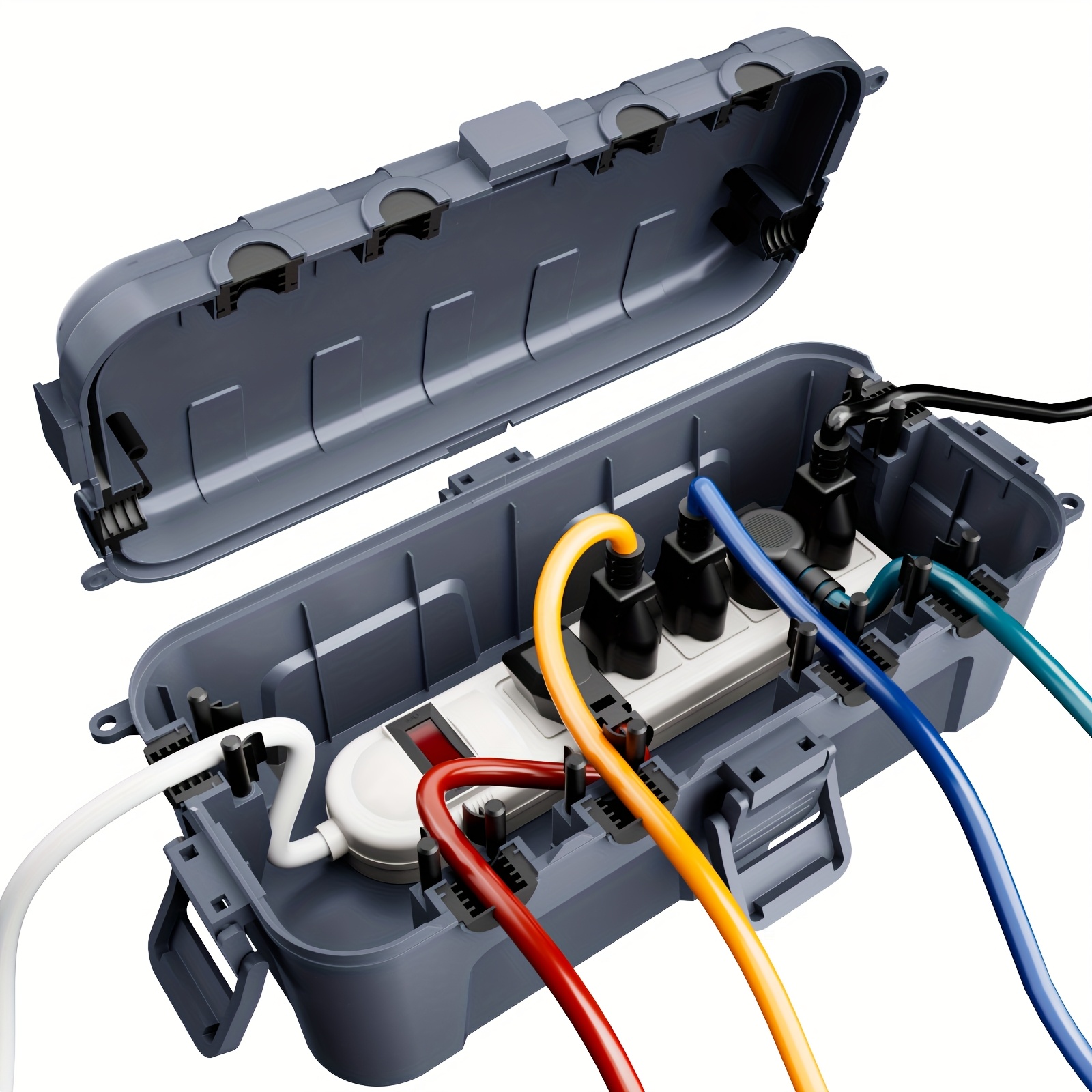 Medium Outdoor Cable Box (11.5 X 5. Inches), For Protecting Extension Cables, Power Strips, And Corner Plugs