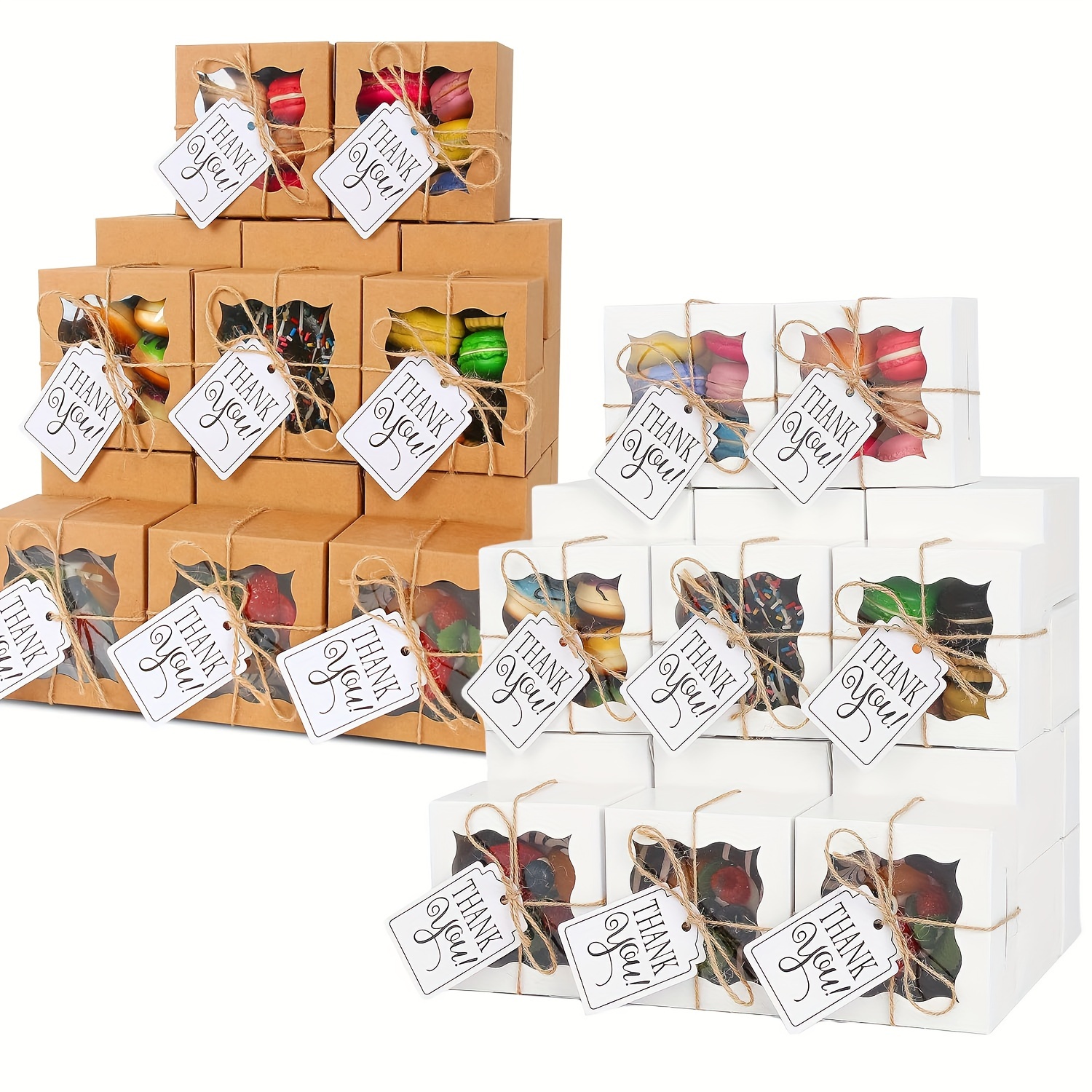 Scatola per biscotti Kraft marrone bianco da 200 pezzi con finestra  trasparente contenitore per scatole regalo in carta piccola Premium per  confezioni di caramelle per pasticceria da Dessert - AliExpress