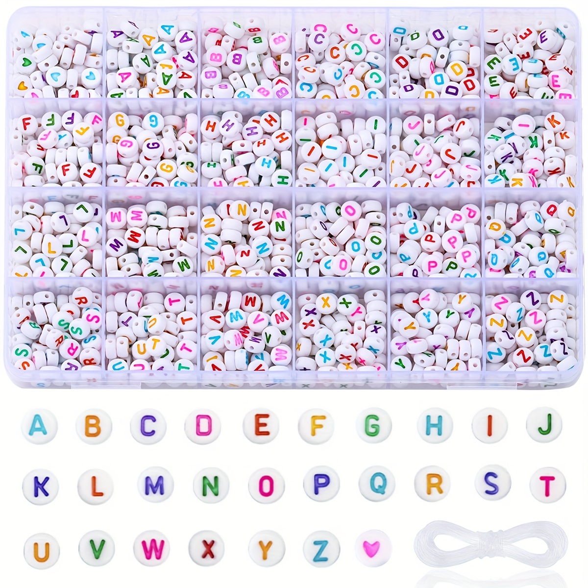 

Acrylic Alphabet Bead Set For Diy Jewelry Making, 1200-piece Friendship Bracelet Kit With 26 Styles