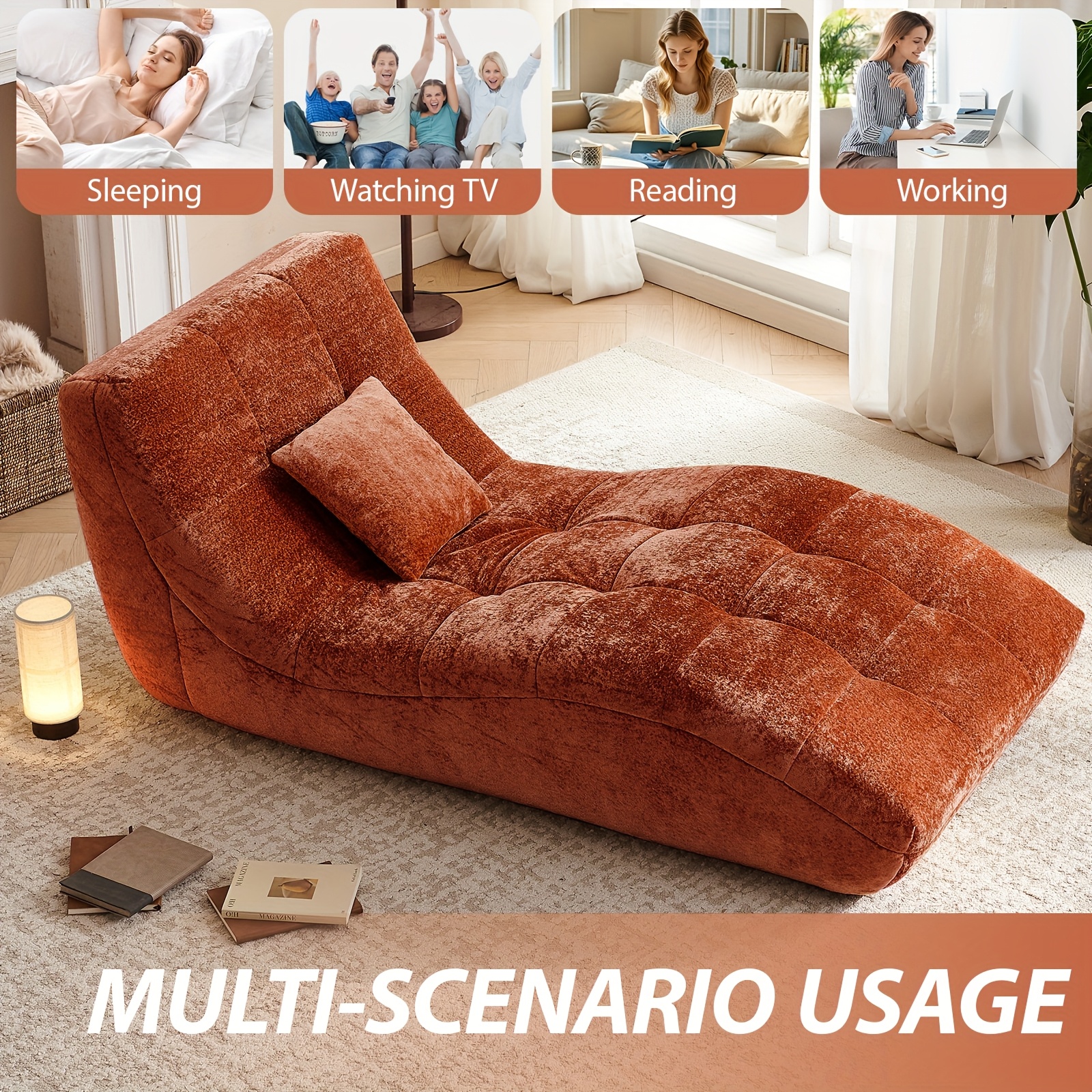 Single Sofa Seat, Yoga Sofa, Leisure Sofa, Armless Platform Sofa, Simple Lazy Sofa, Floor Standing Sofa Seat, Indoor Reading And Leisure Integrated Compression Sponge Sofa, No Assembly Required, Suitable for Living Rooms, Bedrooms And Offices