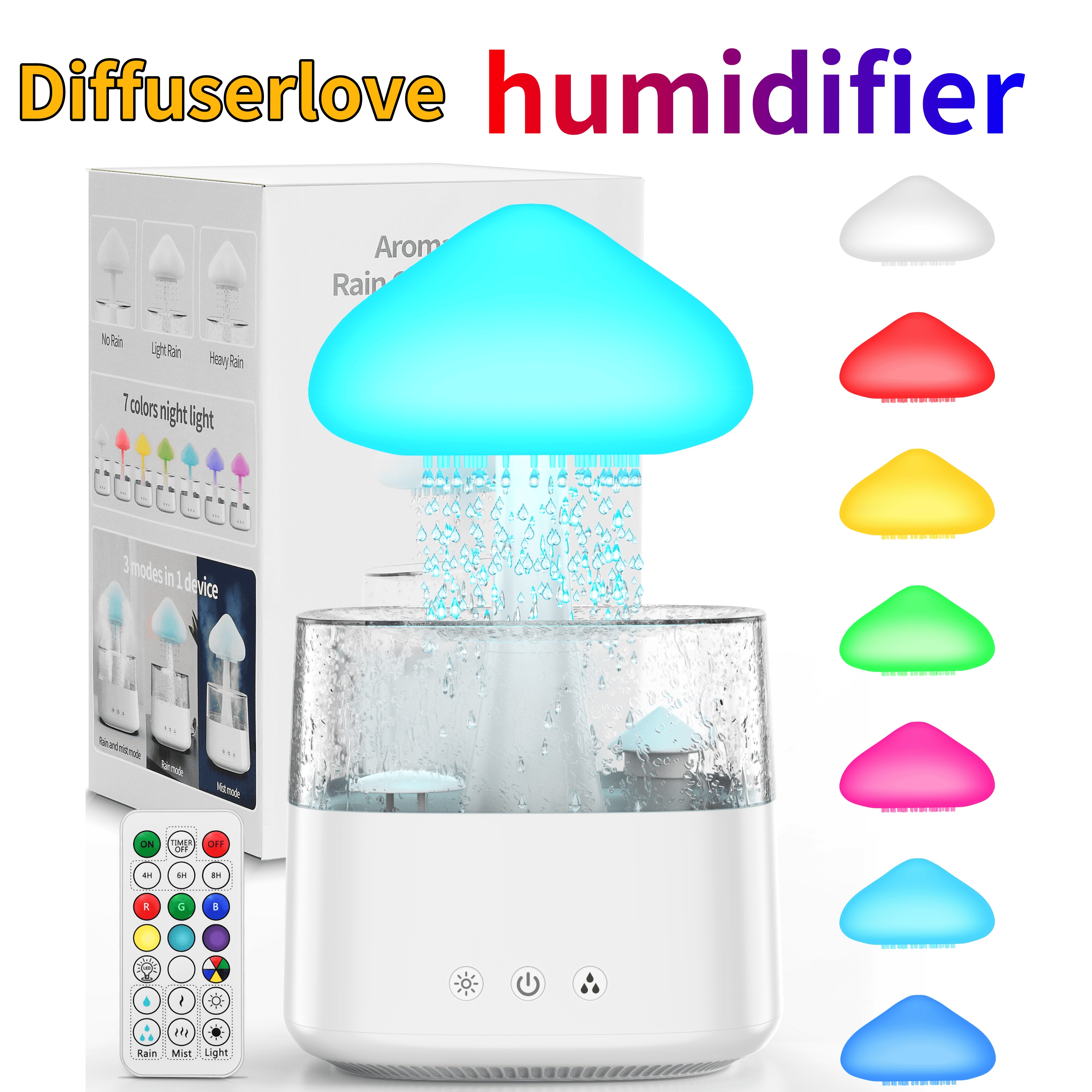 

Humidifier Rain Water Drip, 2 In 1 Humidifier With Essential Oil Diffuser, 450ml Humidifier , Mushroom Humidifier With For Sleeping