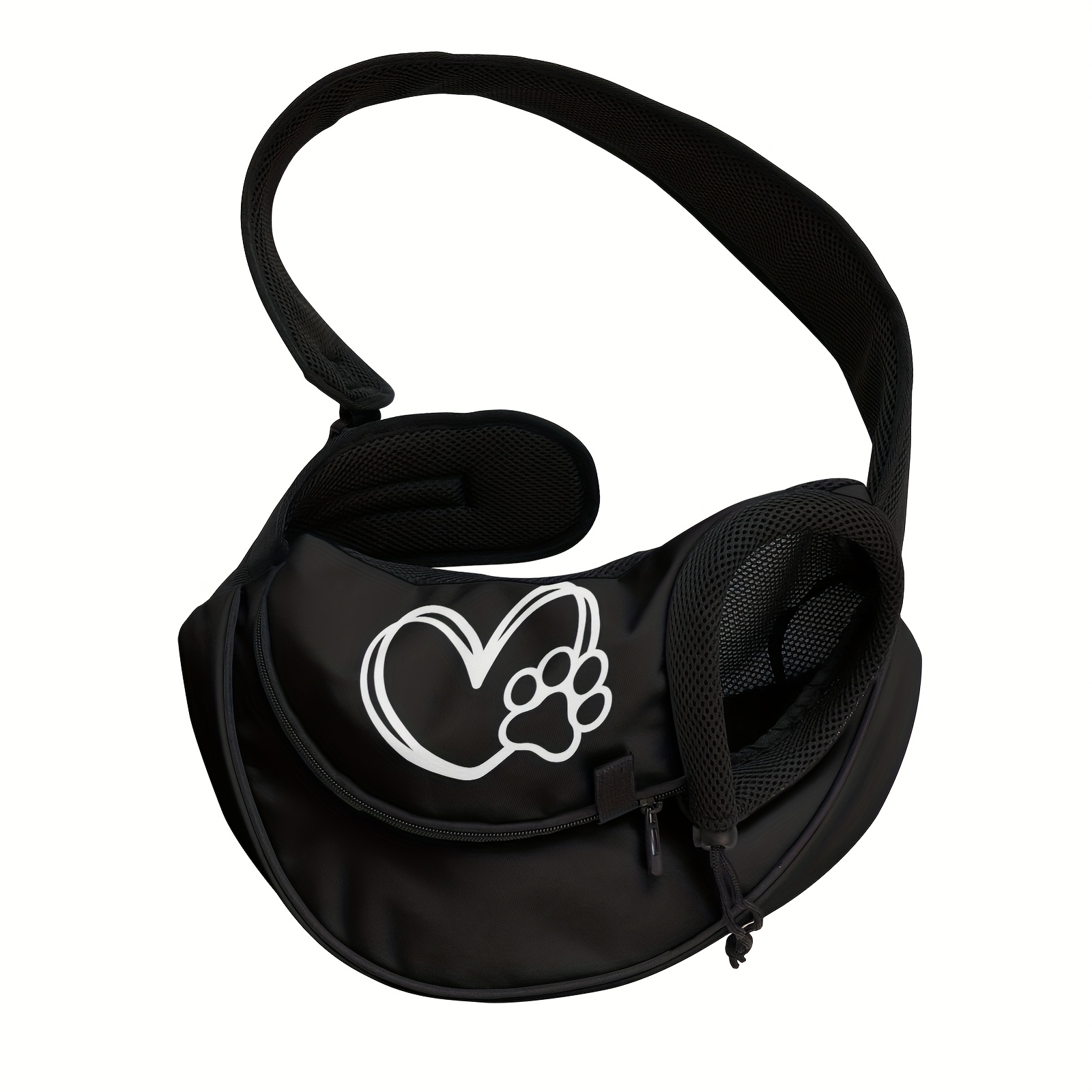E-shop 1 Stück Herzförmiger Hundepfoten-Rucksack mit Freihand-Tragegurt, verstärktem Verschluss & Haken für Halsband – Kleiner Tragebeutel für Welpen,