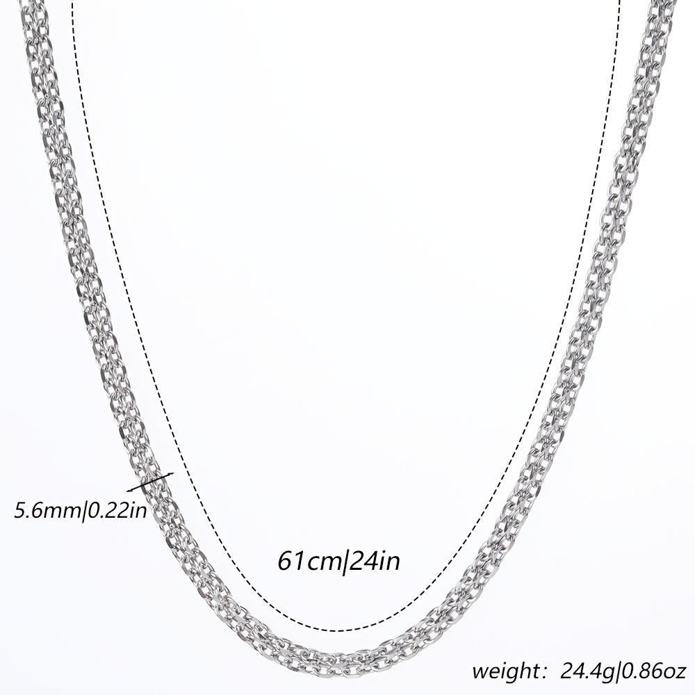 Men's 304 Stainless Steel Double Chunky Chain Necklace