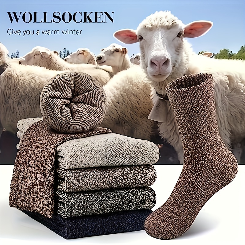 

Men's Thickened And Fleece-lined Mid-calf Socks Made Of Wool For Autumn And Winter, Featuring A Retro , Suitable For Snowy .