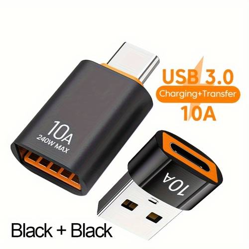 2pcs 10a otg usb 3 0 to type c adapter set including 1 type c female to a male charging converter and 1 usb c male to usb 3 0 female otg adapter suitable for xiaomi samsung laptops watch electronic brands and car use