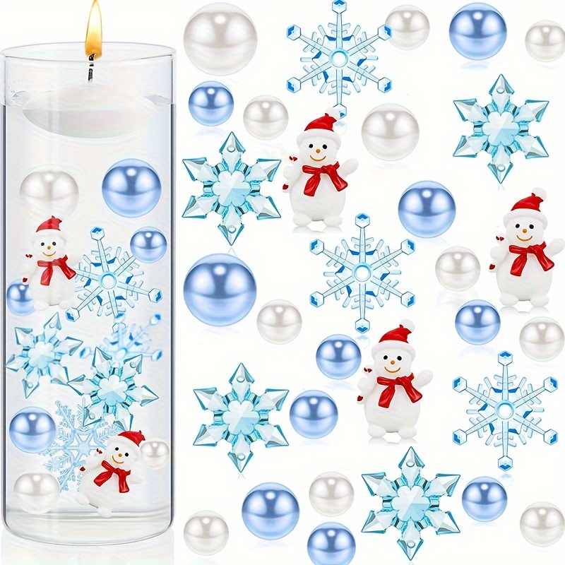 

113-piece Christmas Vase Filler Pearl Set For Home Table Centerpiece And Party Decor - Plastic And Snowman Accents For Display - No Electricity Needed