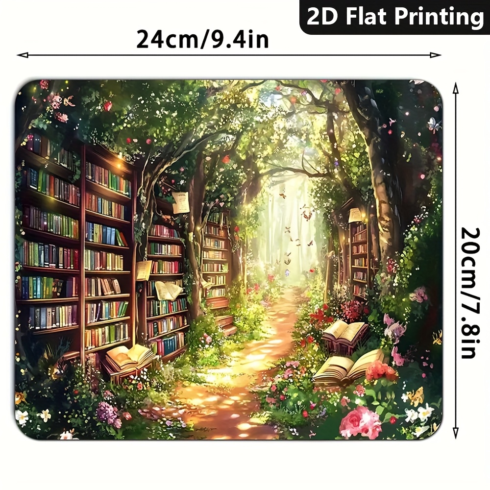 TEMU 1 Mouse Pad, Fairy Forest Library Non-slip Rubber Mouse Pad, Suitable For Computer Desktop Notebook Office