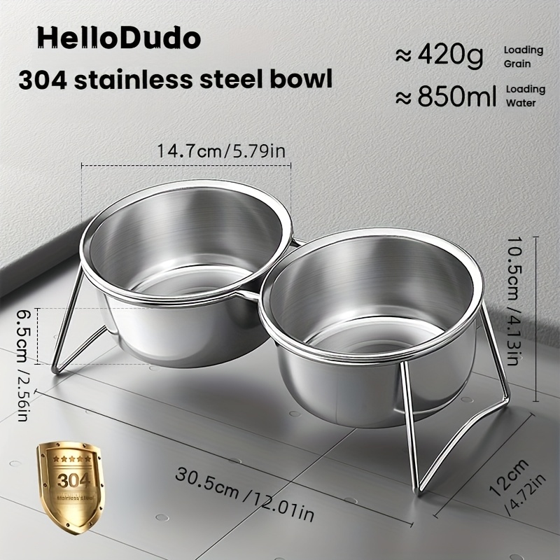3 in1 set raised bracket dog bowls   water and food bowl dog bowls elevated stainless steel bowl with non slip resin station cat food and water bowl set pet feeder bowls for puppy medium dogs cats   feeding station Product details 0