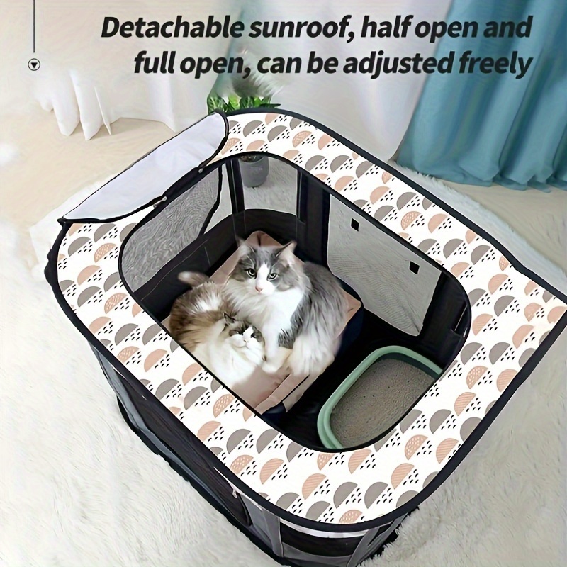 1pc Foldable Oxford Cloth Pet Playpen Rectangular Folding Dog Cat Tent  House with Secure Doors, Durable Polyester, Ideal for Indoor/Outdoor Use 