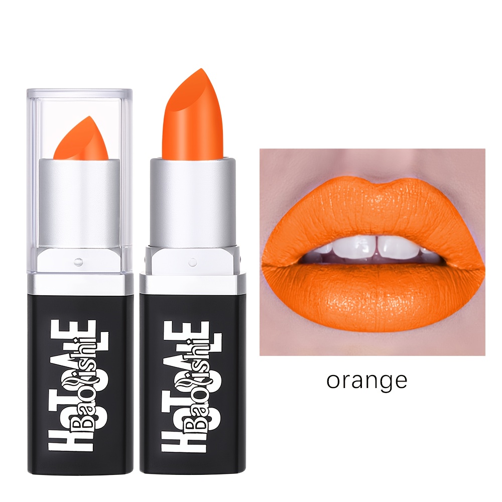 Image of Baolishi Punk Stylish Matte Lipstick - In 6 Colors: Fluorescent Green, Blue, Orange, Grape Purple, Rose Red - Ideal For Halloween And Costume Makeup, Great As Gifts For Music Festivals