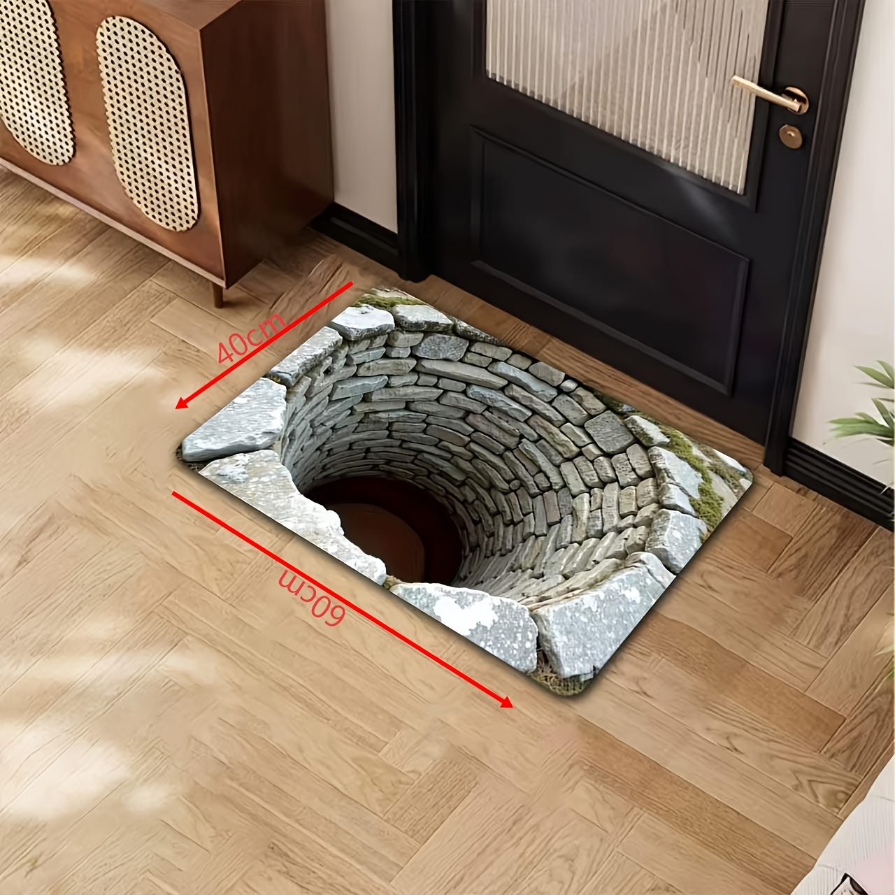 TEMU [2d Flat] Flannel Endless Pattern Printed Floor Mat - Imitation Stone Texture, Suitable For Indoor Use, Perfect For Decorating Living Rooms,