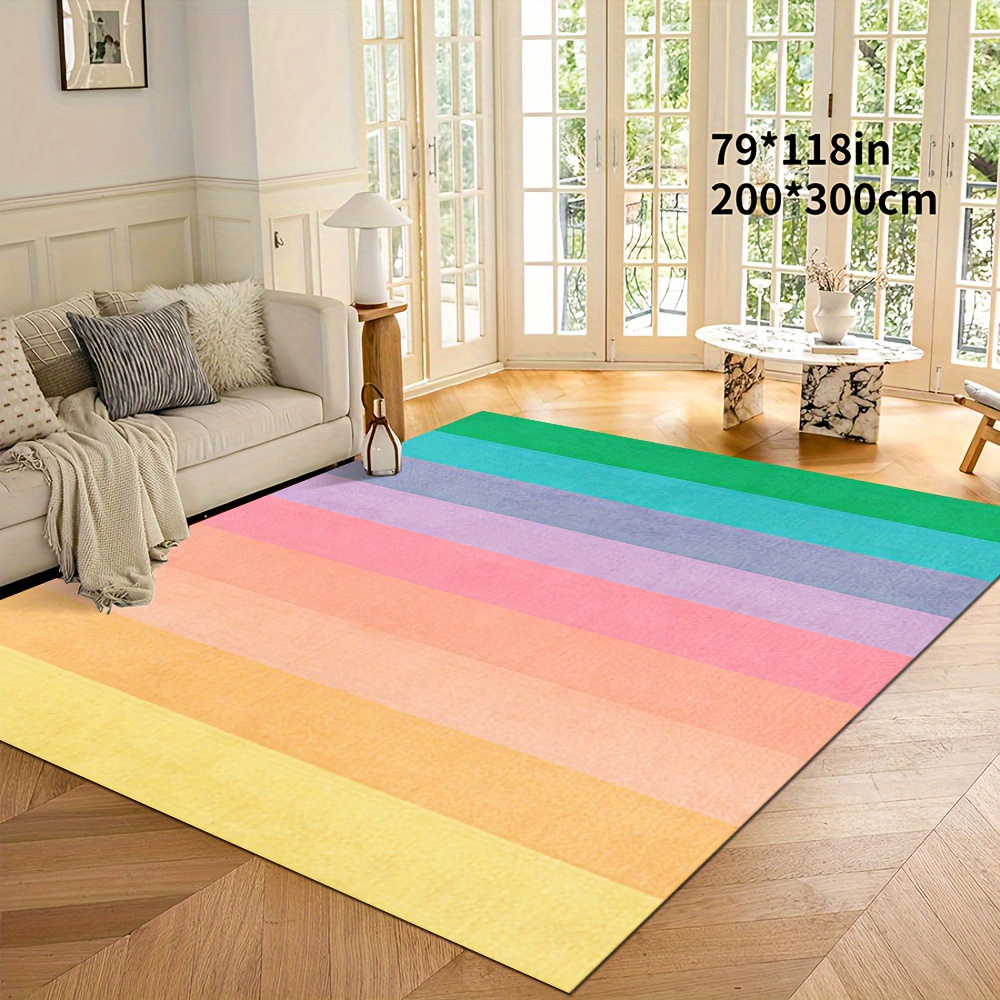 

1pc, Colorful Stripes Indoor Mat, Area Rug, Non-slip Floor Carpet, Home Decor, Room Decor, Home Kitchen Items, Gifts