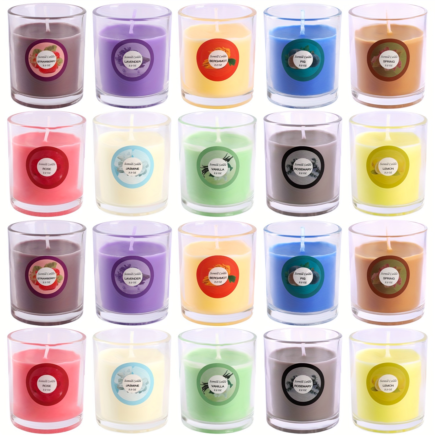 20pcs Scented Candles with Lavender, Rose, Lemon, Vanilla & Other Scents - Soy Wax Candles with Glitter, Medium Burn Time (4-8 Hours) for Yoga, Meditation, Home, Wedding, Party Decorations - Bulk Candle Gifts for Women & Men